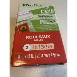 Food Saver Heat Seal 8"x15 Ft. Rolls Vacuum Bags Two Pack Food Storage Sous Vide